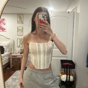 Hazel Boutique white detailed corset top